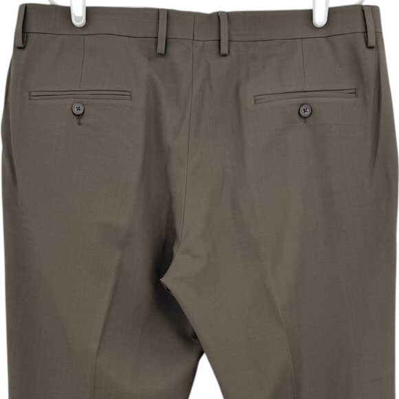 Haggar Men's Premium Comfort Slim Fit Flat Front Brown Dress Pant Size 38x30 - Picture 4 of 11